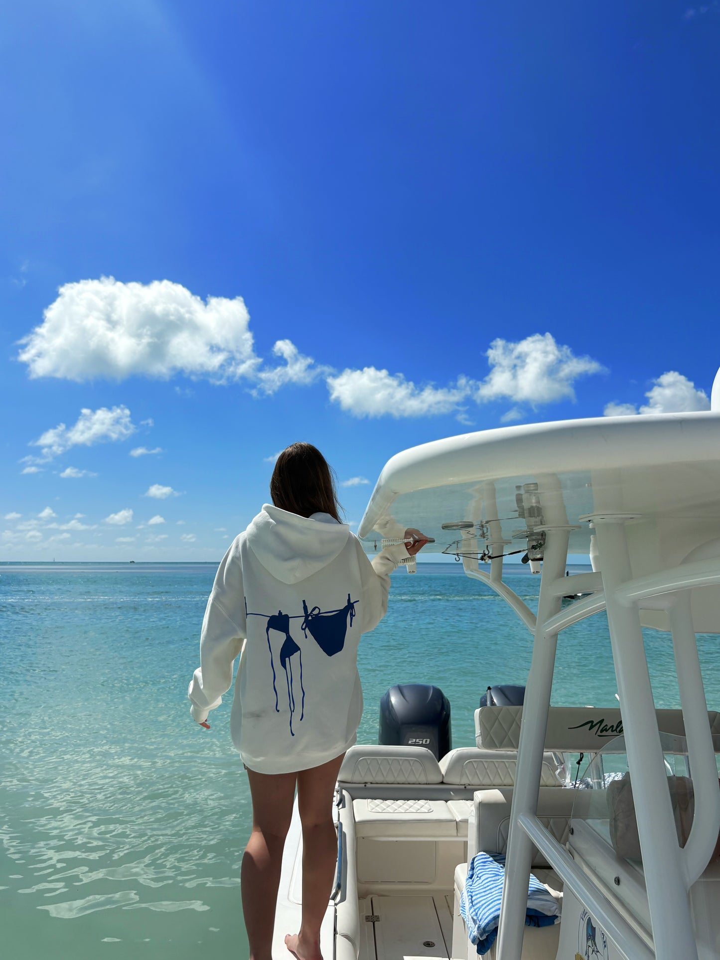 blue bathing suit rack hoodie